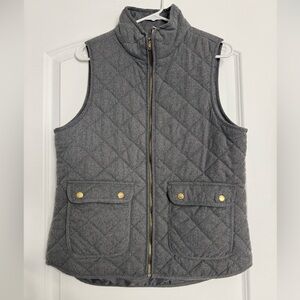 Gray Quilted Vest with Gold Accents
